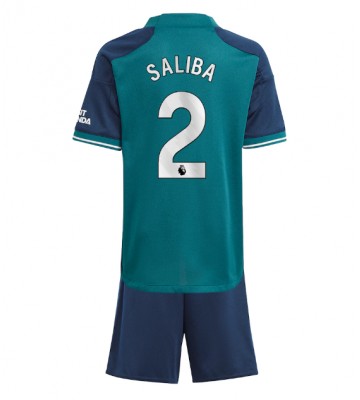 Arsenal William Saliba #2 Tredje trøje Børn 2023-24 Kort ærmer (+ korte bukser)